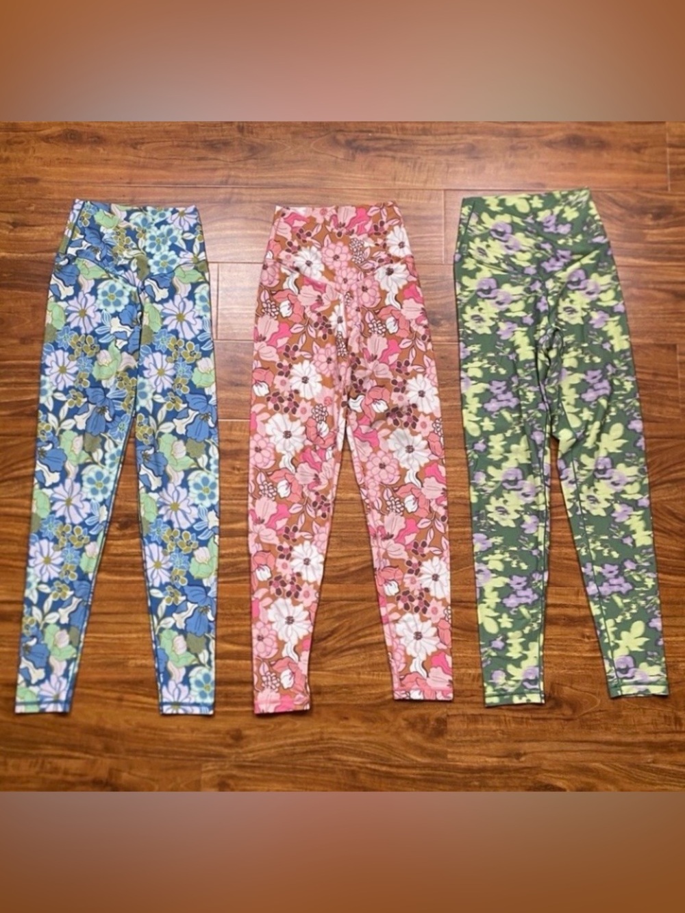 Aerie Offline Womens Multicolor Floral Cross Front Leggings 3 Piece Yoga Size S